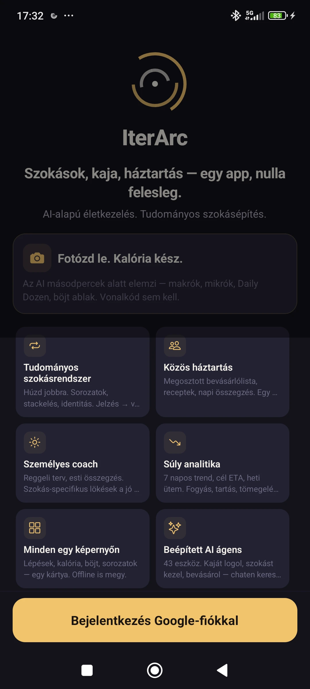 IterArc Today screen